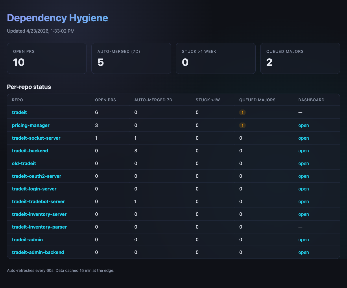 Dependency Hygiene dashboard screenshot